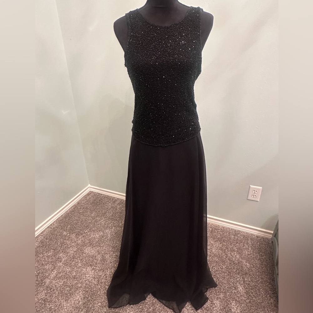 Scala Black Beaded Maxi 2 Piece Dress